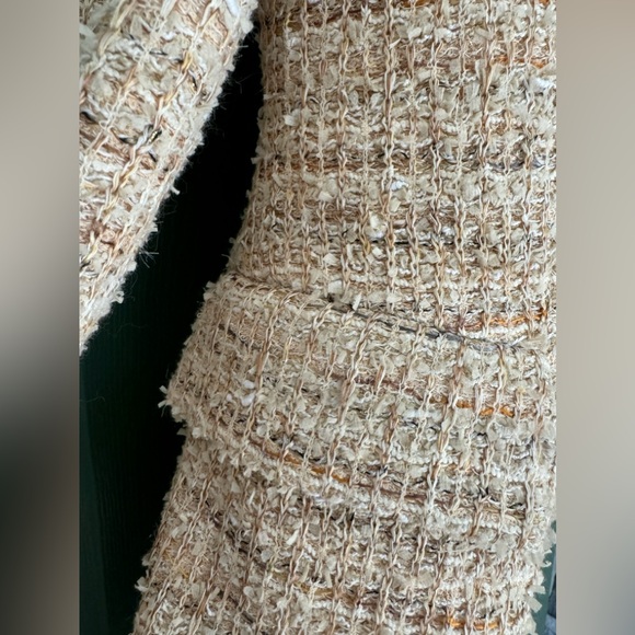 NEW ST. JOHN NUBBY BOUCLE SLEEVELESS DRESS & JACKET SUIT SET 4 8 NEUTRAL TAN NWT - Picture 6 of 13